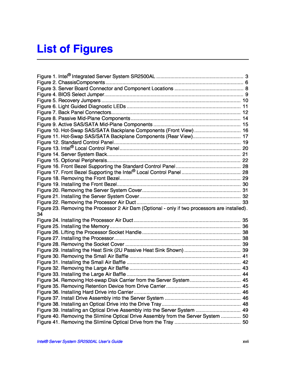 Intel SR2500AL manual List of Figures 