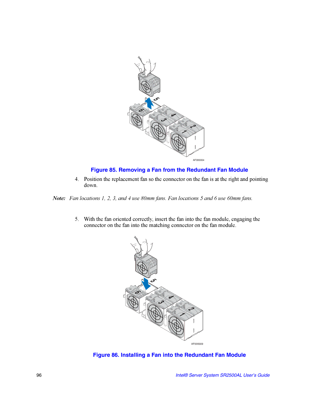 Intel SR2500AL manual Removing a Fan from the Redundant Fan Module 