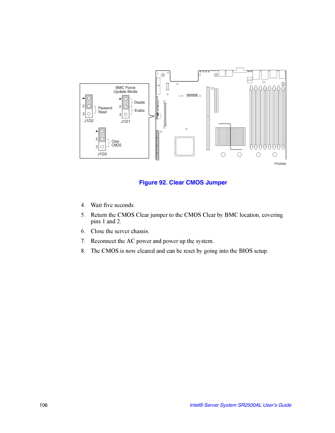 Intel SR2500AL manual Clear Cmos Jumper 