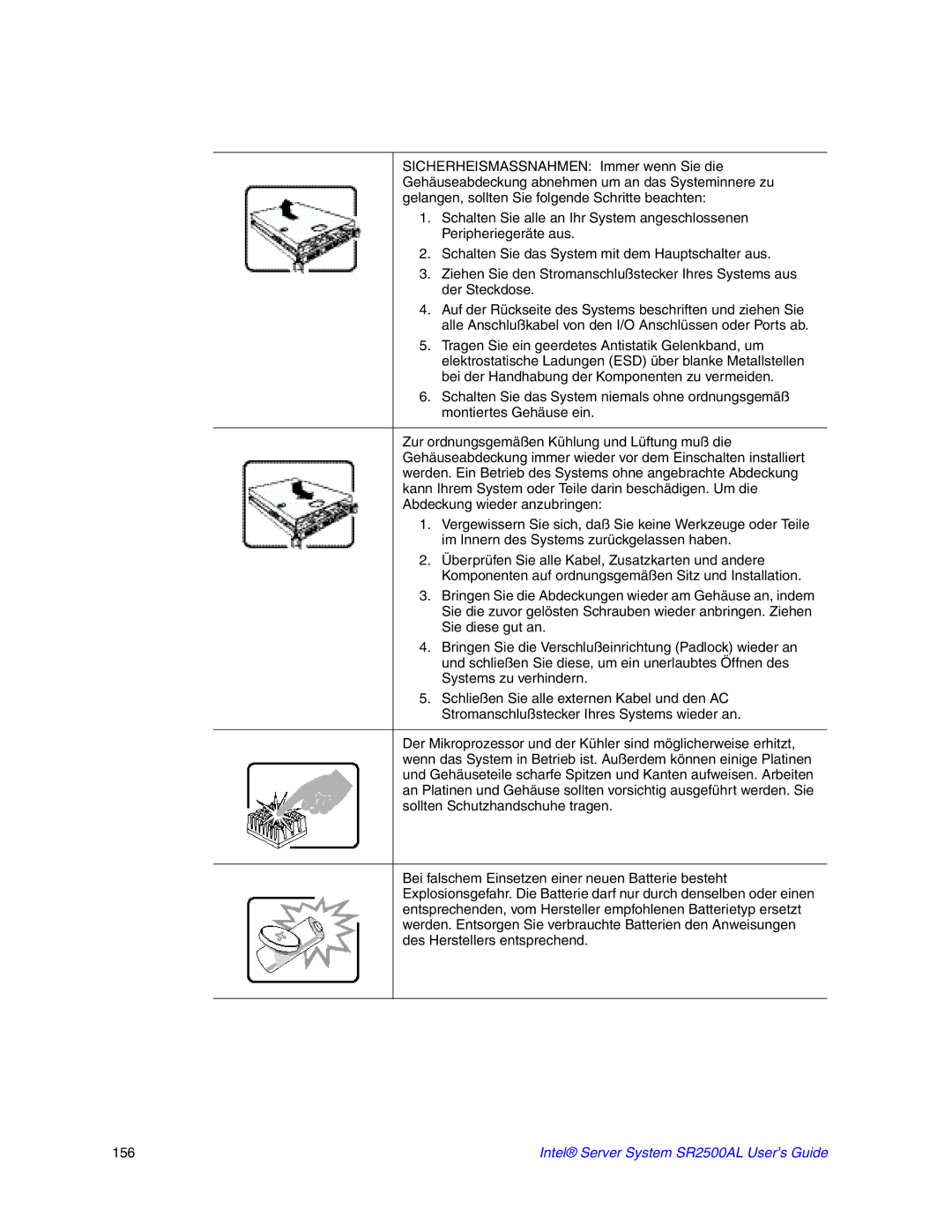 Intel SR2500AL manual 156 