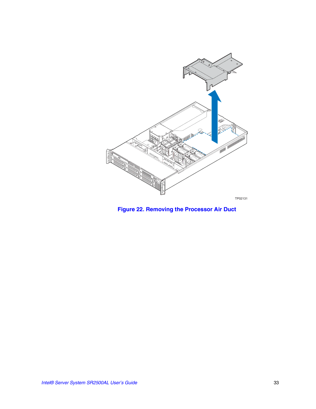 Intel SR2500AL manual Removing the Processor Air Duct 