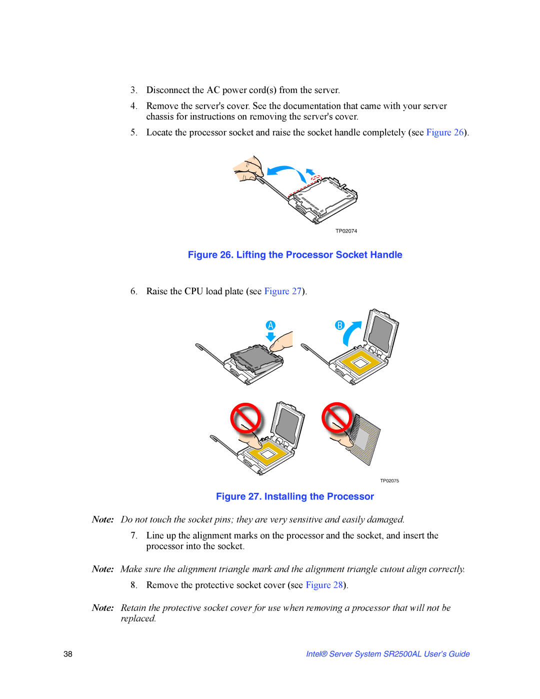 Intel SR2500AL manual Lifting the Processor Socket Handle 