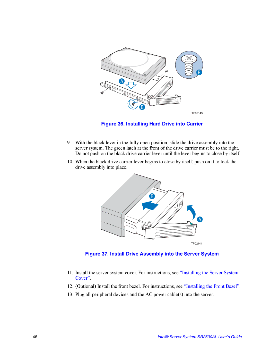 Intel SR2500AL manual Installing Hard Drive into Carrier 