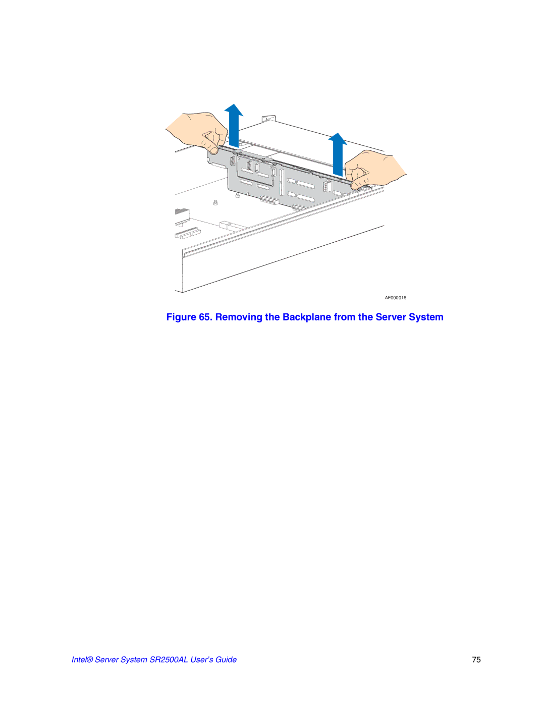 Intel SR2500AL manual Removing the Backplane from the Server System 