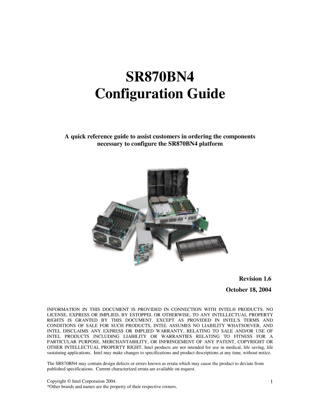 Intel warranty SR870BN4 Configuration Guide 