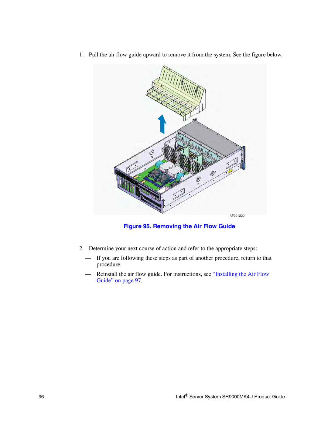 Intel SR9000MK4U manual Removing the Air Flow Guide 