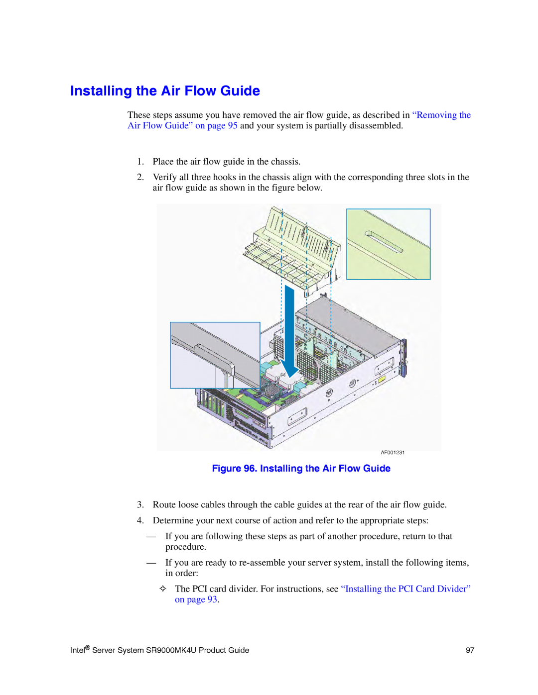 Intel SR9000MK4U manual Installing the Air Flow Guide 