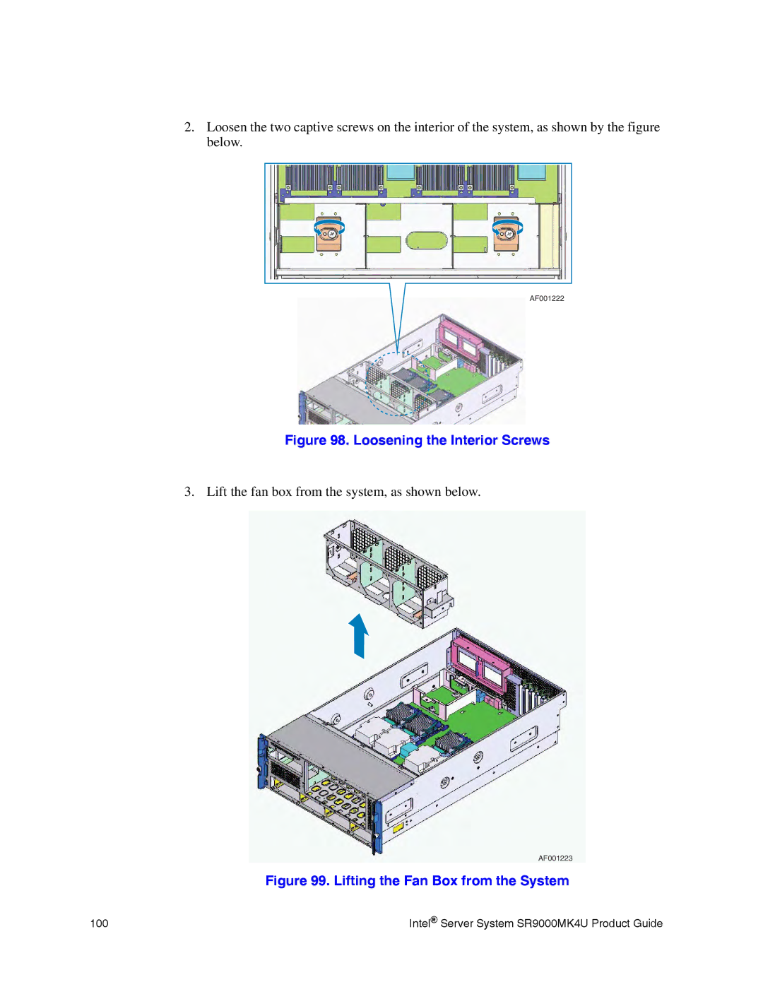 Intel SR9000MK4U manual Loosening the Interior Screws 