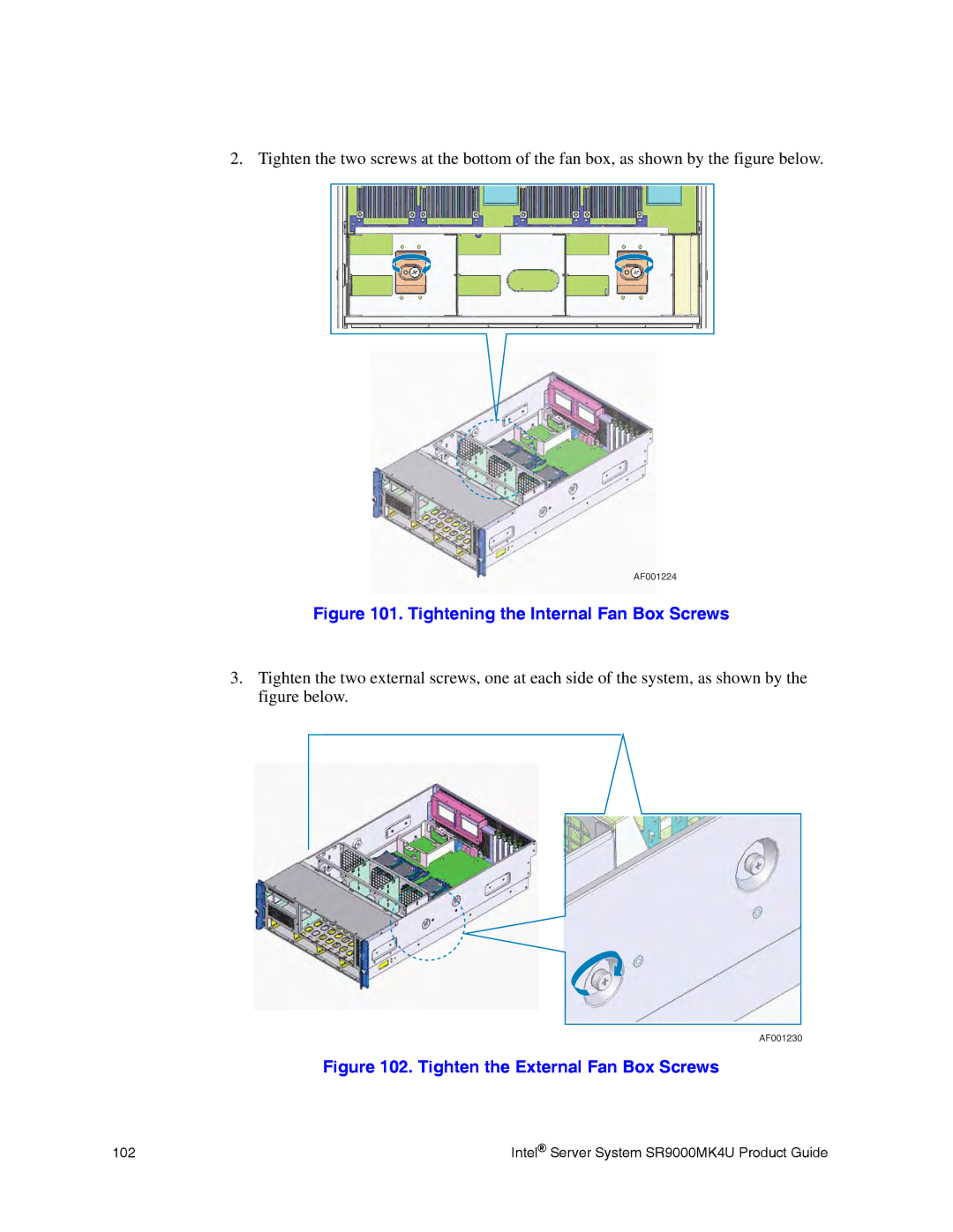 Intel SR9000MK4U manual Tightening the Internal Fan Box Screws 
