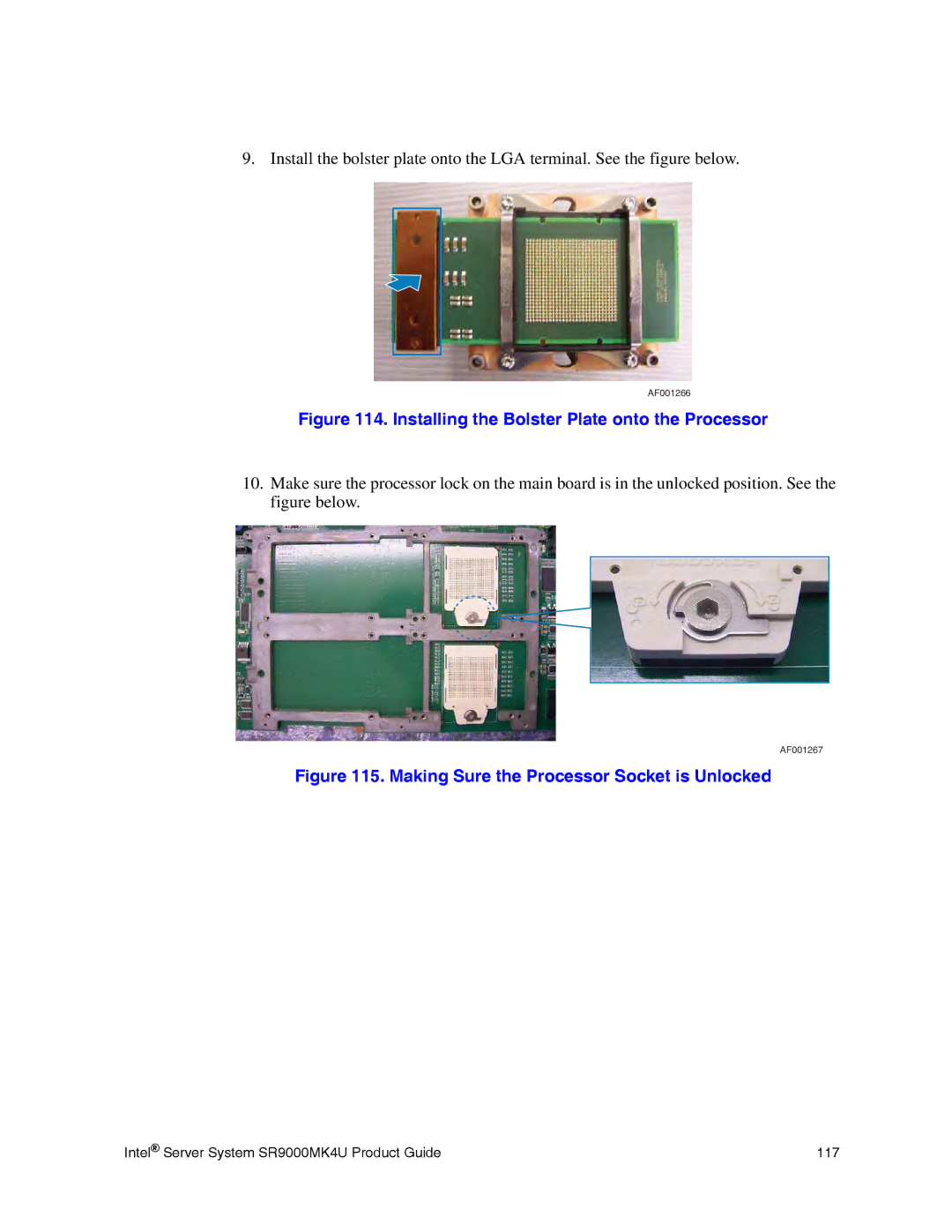 Intel SR9000MK4U manual Installing the Bolster Plate onto the Processor 