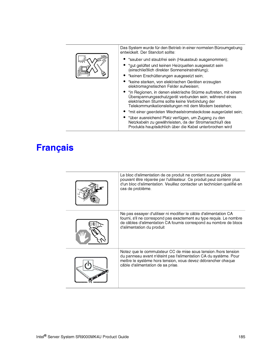 Intel SR9000MK4U manual Français 