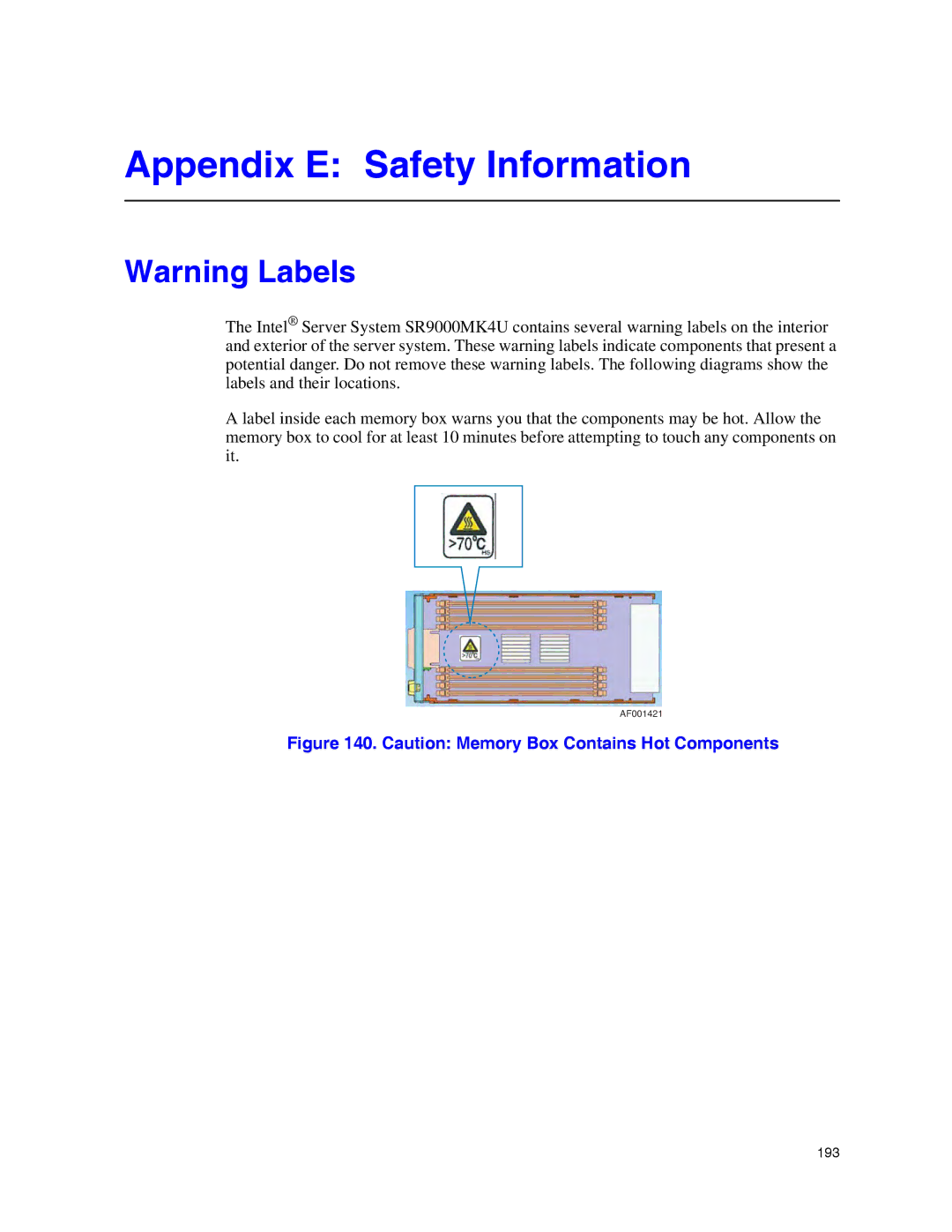 Intel SR9000MK4U manual Appendix E Safety Information 