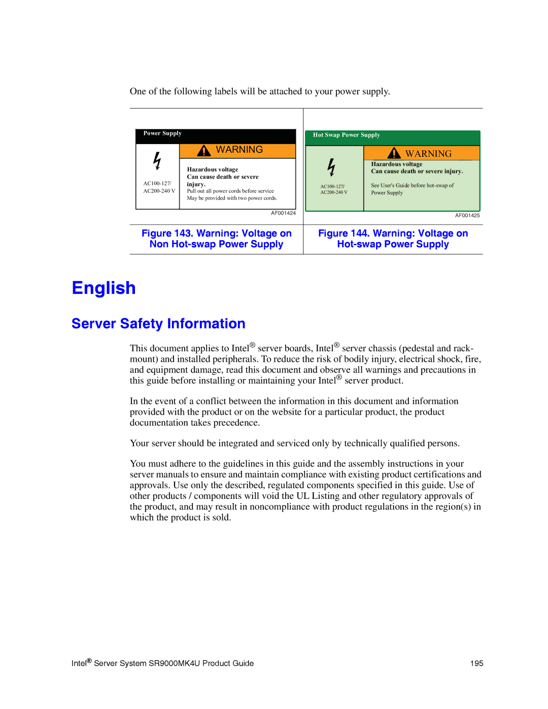 Intel SR9000MK4U manual Server Safety Information, Hot-swap Power Supply 