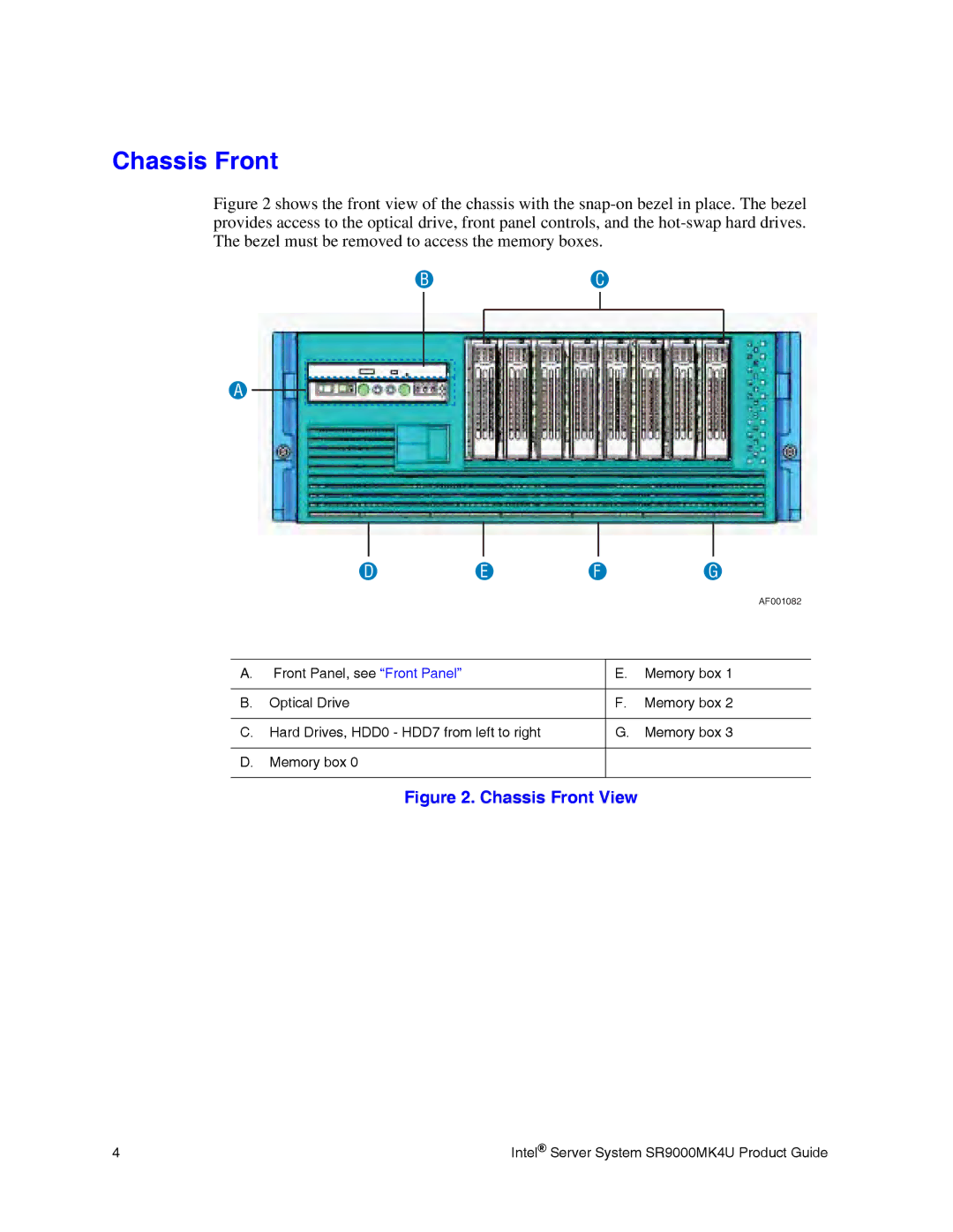 Intel SR9000MK4U manual Chassis Front View 