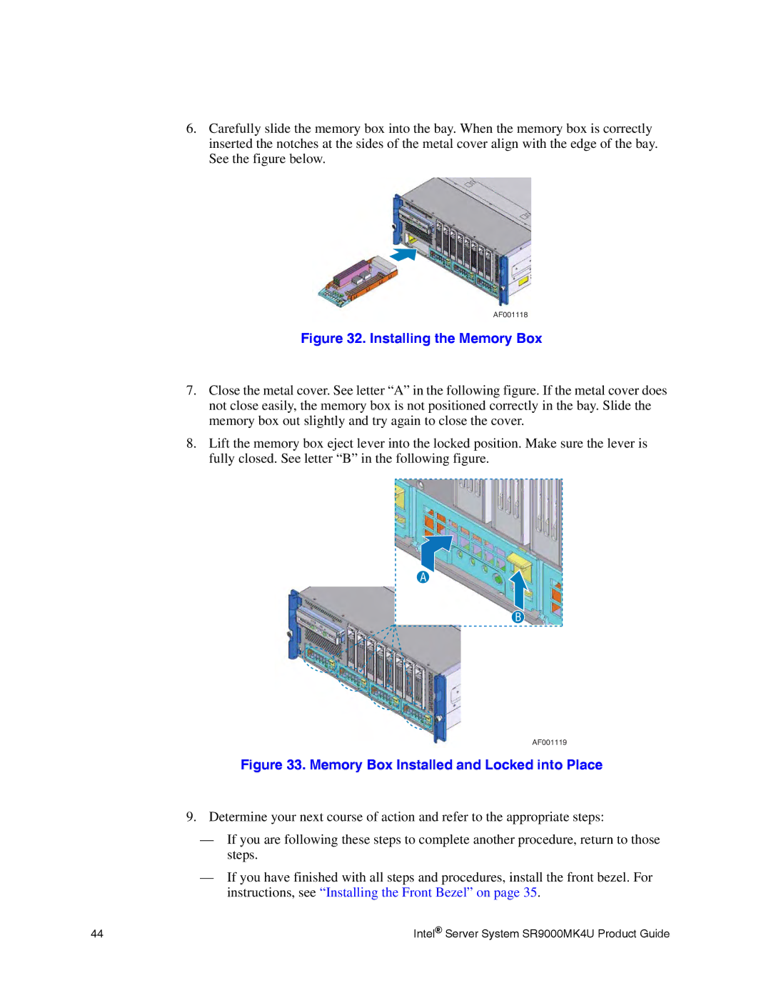 Intel SR9000MK4U manual Installing the Memory Box 