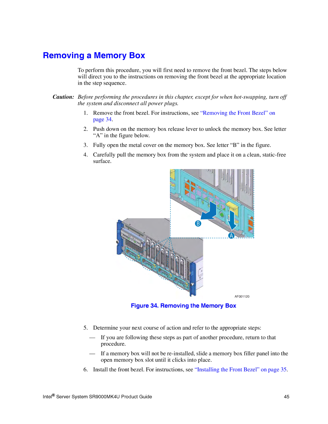 Intel SR9000MK4U manual Removing a Memory Box, Removing the Memory Box 