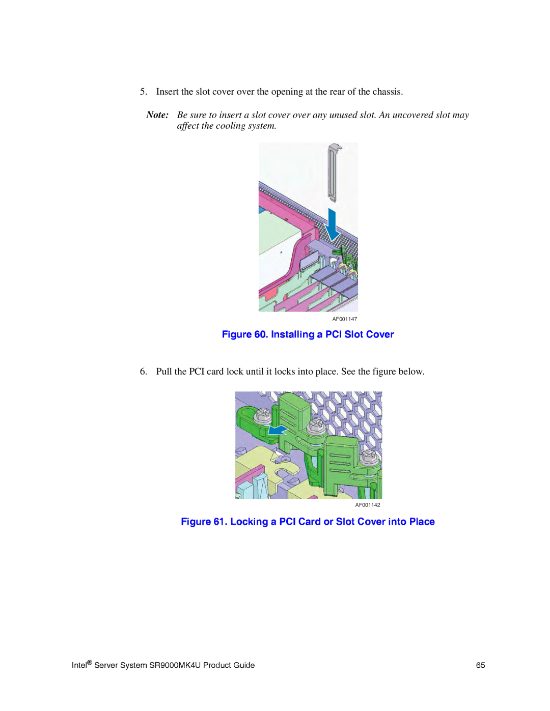 Intel SR9000MK4U manual Installing a PCI Slot Cover 