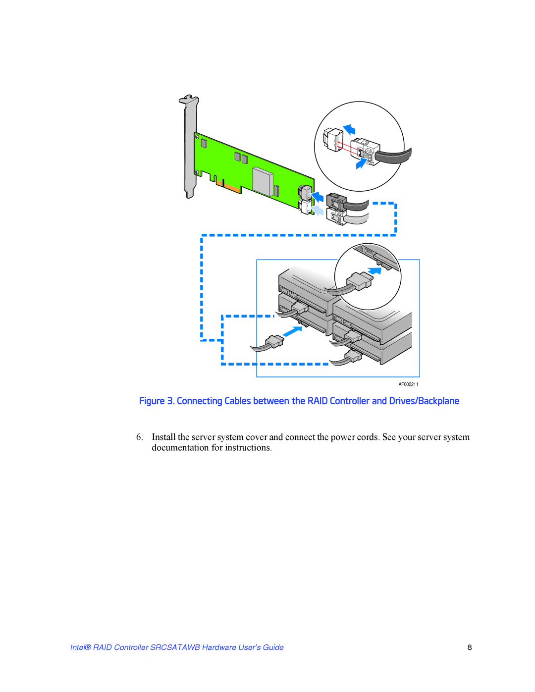 Intel SRCSATAWB manual AF002211 