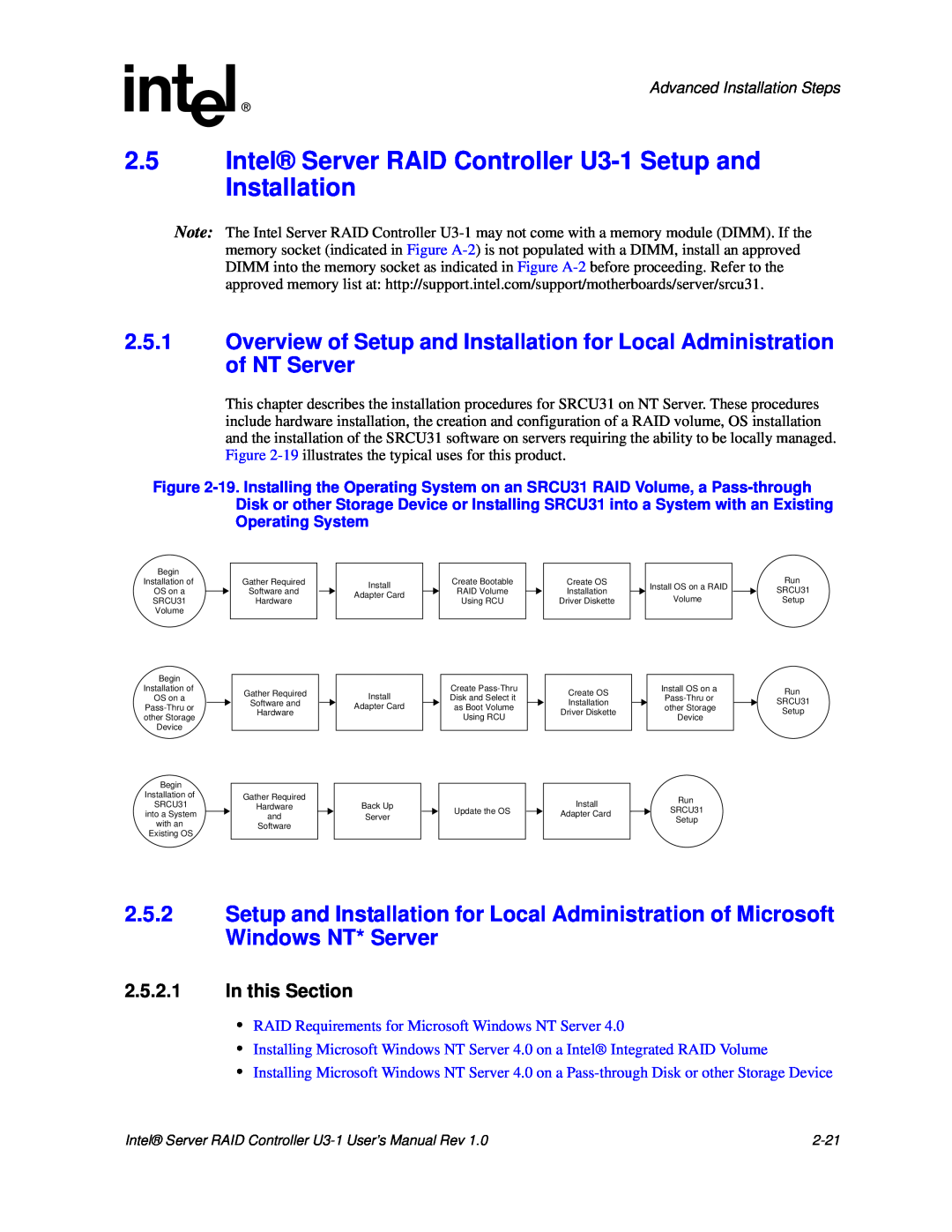 Intel SRCU31 user manual 2.5.2.1In this Section, 2-21 