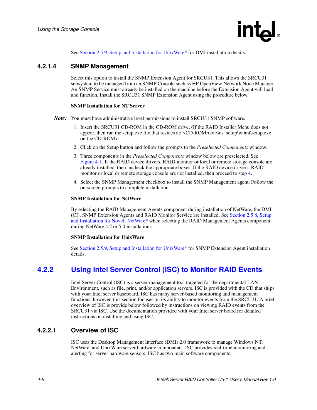 Intel SRCU31 user manual Using Intel Server Control ISC to Monitor RAID Events, Snmp Management, Overview of ISC 