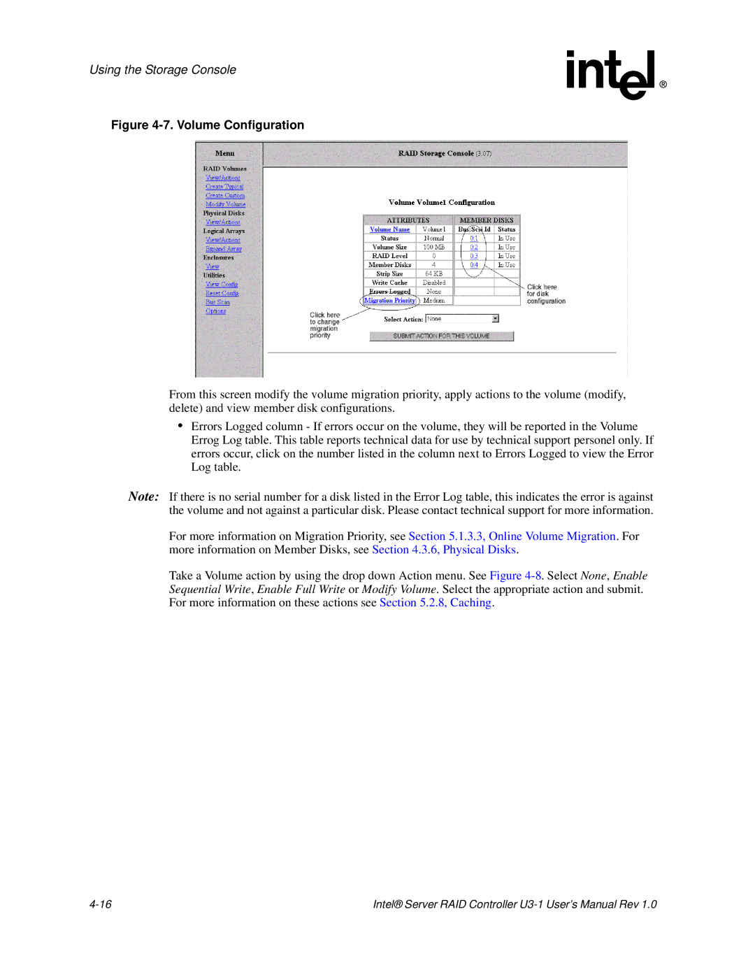 Intel SRCU31 user manual Volume Configuration 