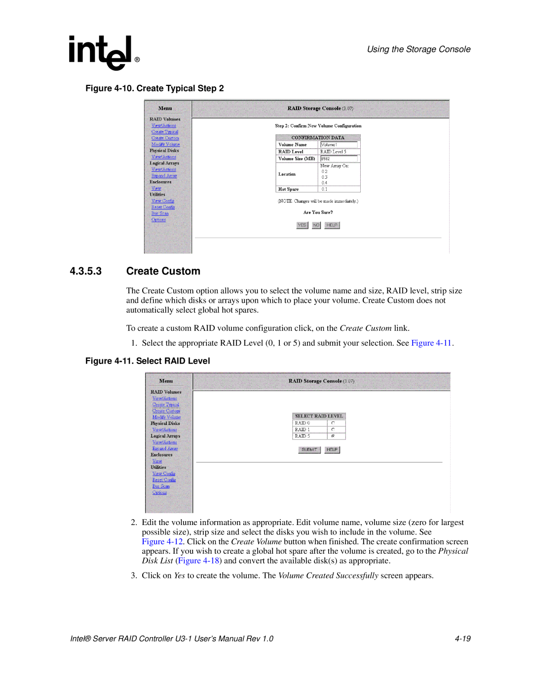 Intel SRCU31 user manual Create Custom, Create Typical Step 