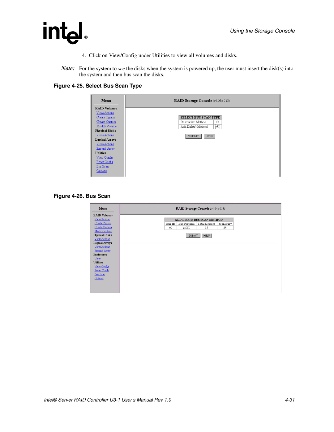 Intel SRCU31 user manual Select Bus Scan Type 