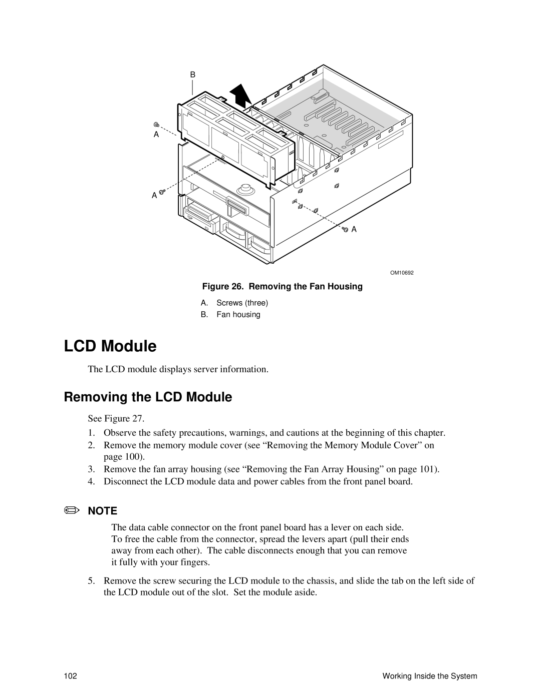 Intel SRPL8 manual Removing the LCD Module 