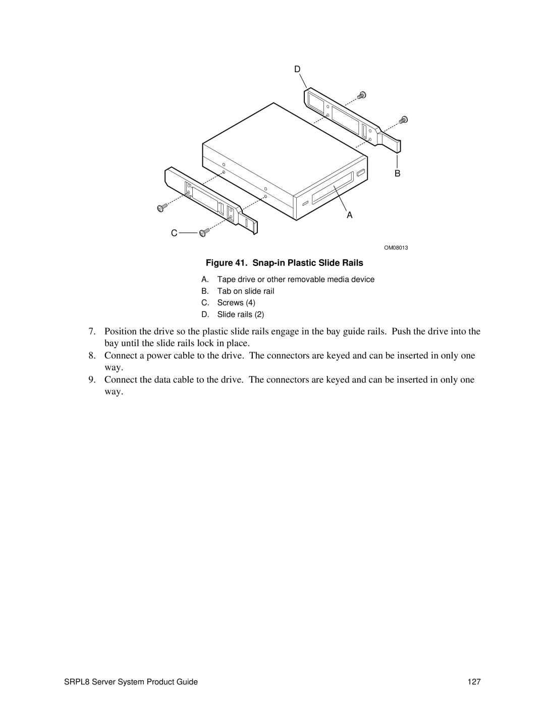 Intel SRPL8 manual Snap-in Plastic Slide Rails 