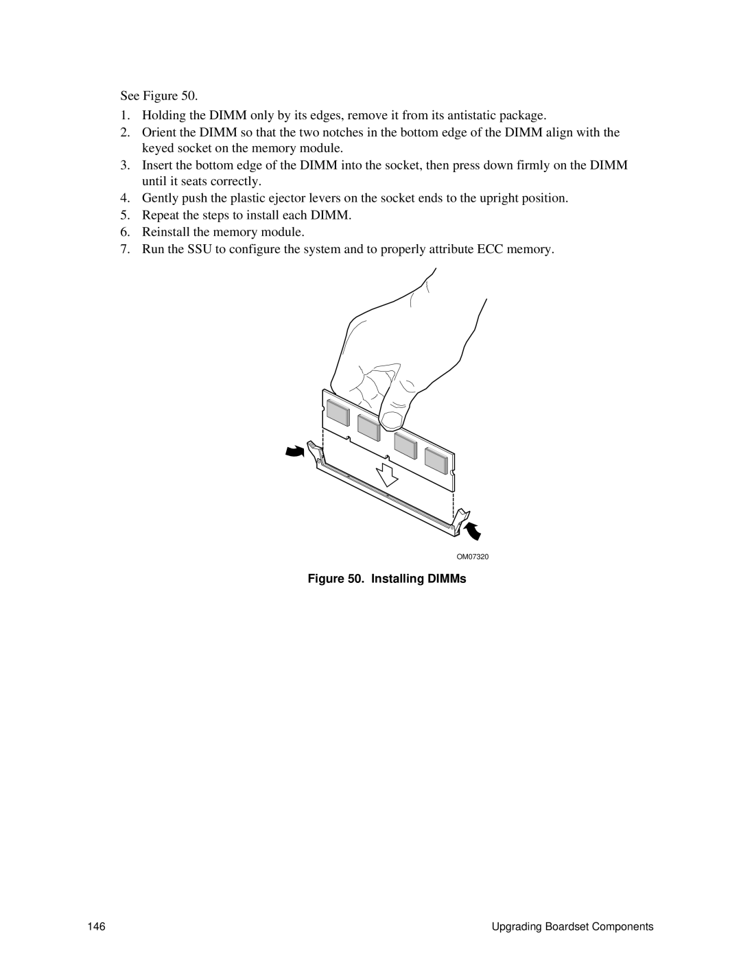 Intel SRPL8 manual Installing DIMMs 