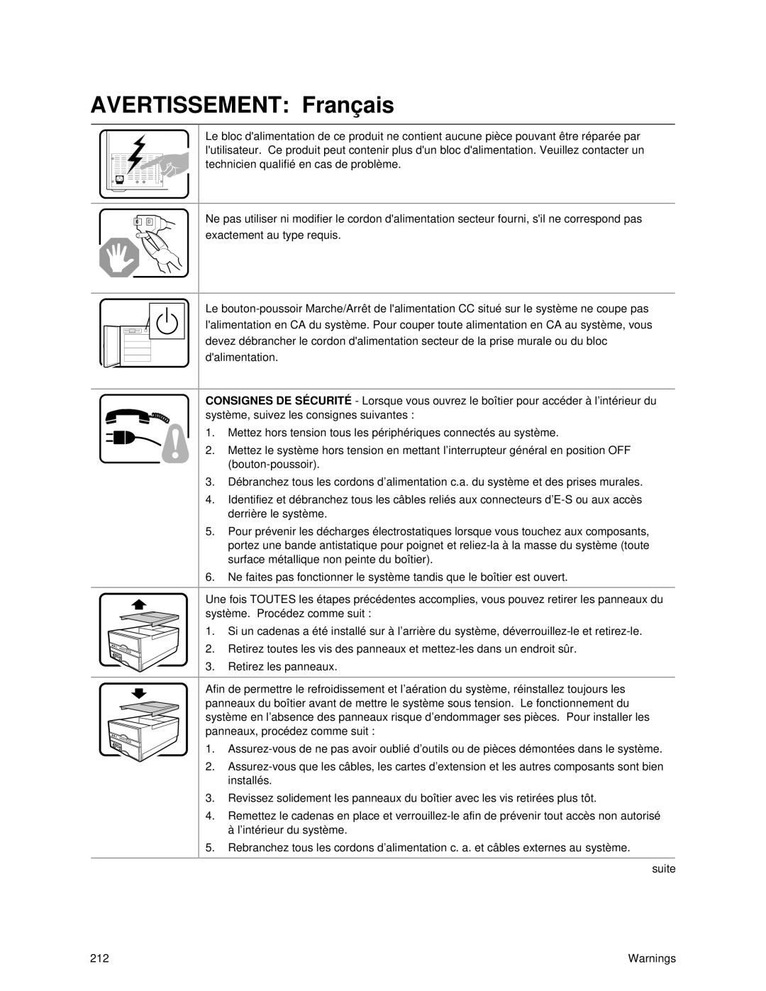 Intel SRPL8 manual Avertissement Français 