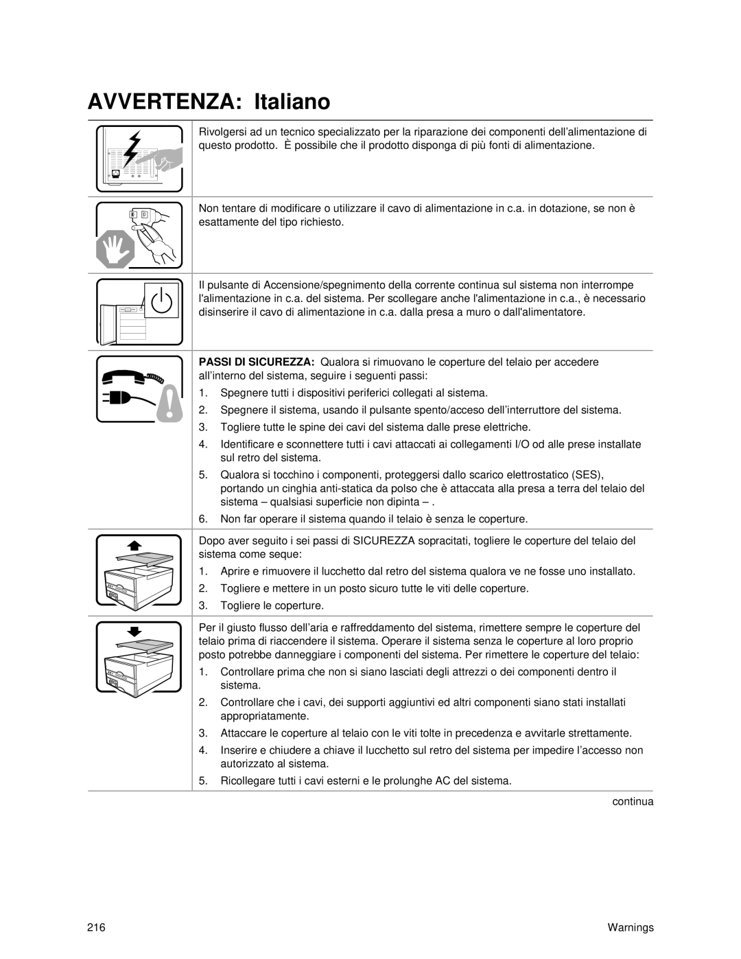 Intel SRPL8 manual Avvertenza Italiano 