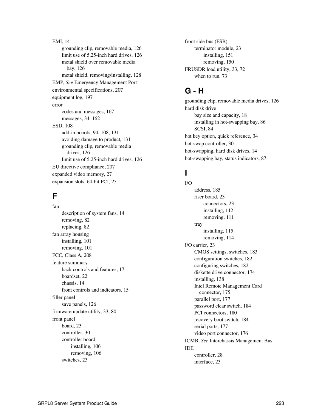 Intel SRPL8 manual Ide 