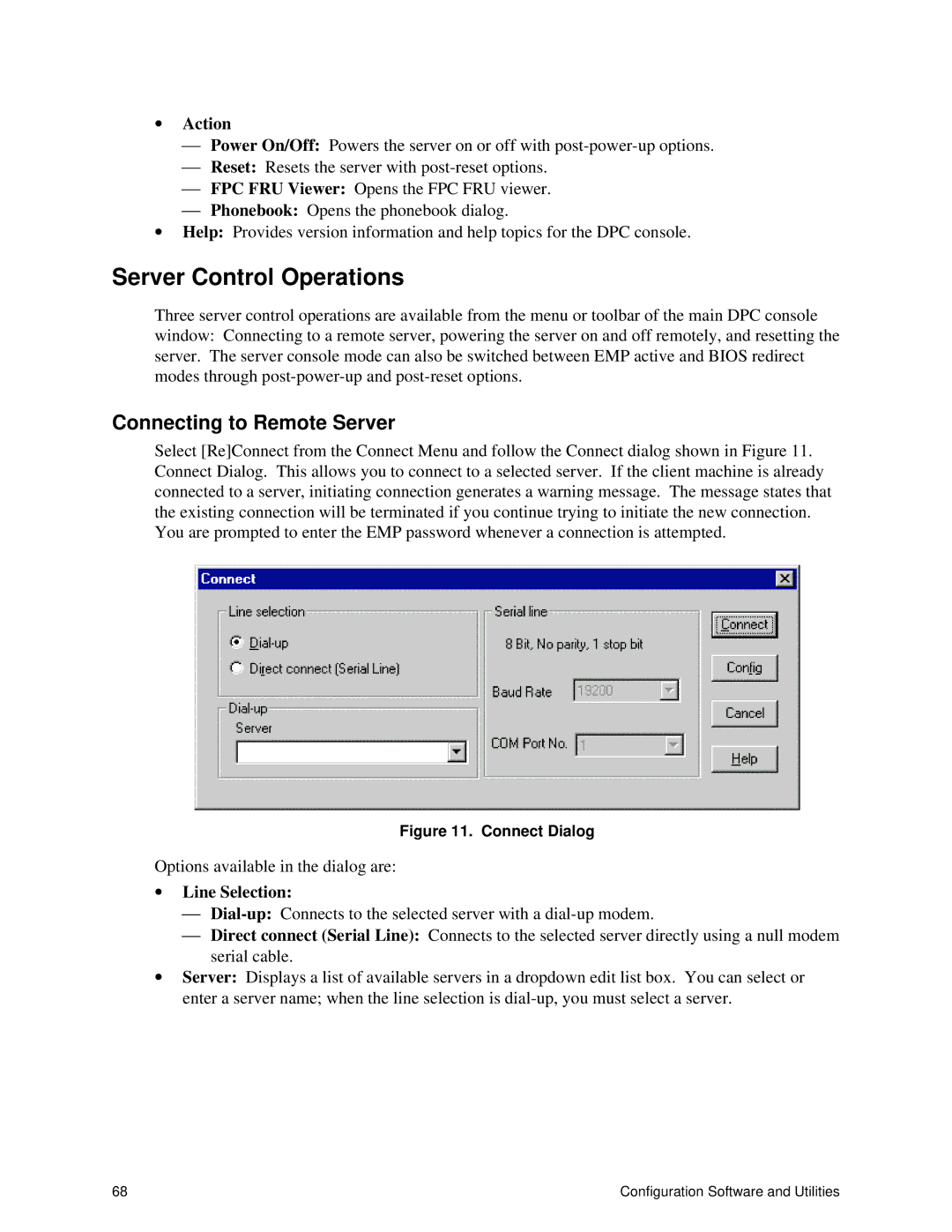 Intel SRPL8 manual Server Control Operations, Connecting to Remote Server 