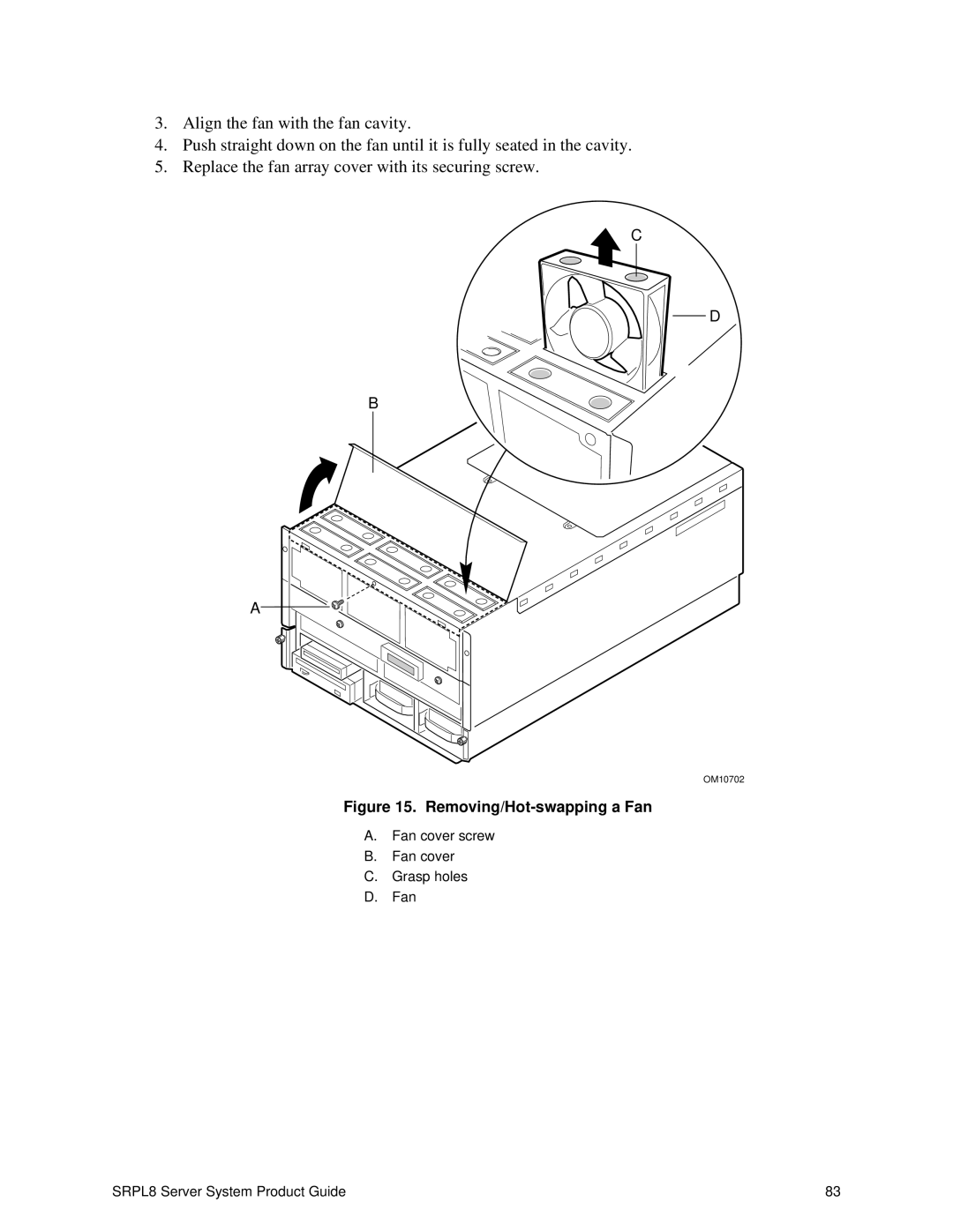 Intel SRPL8 manual Removing/Hot-swapping a Fan 