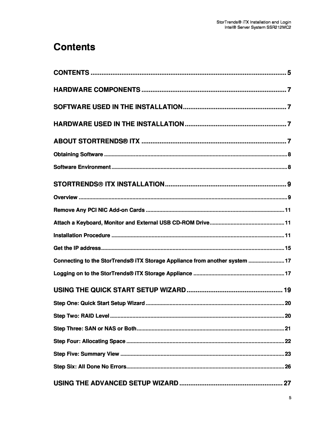 Intel SSR212MC2 manual Contents 