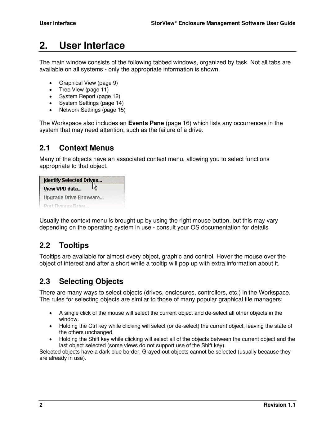 Intel SSR212MC2 manual User Interface, Context Menus, Tooltips, Selecting Objects 