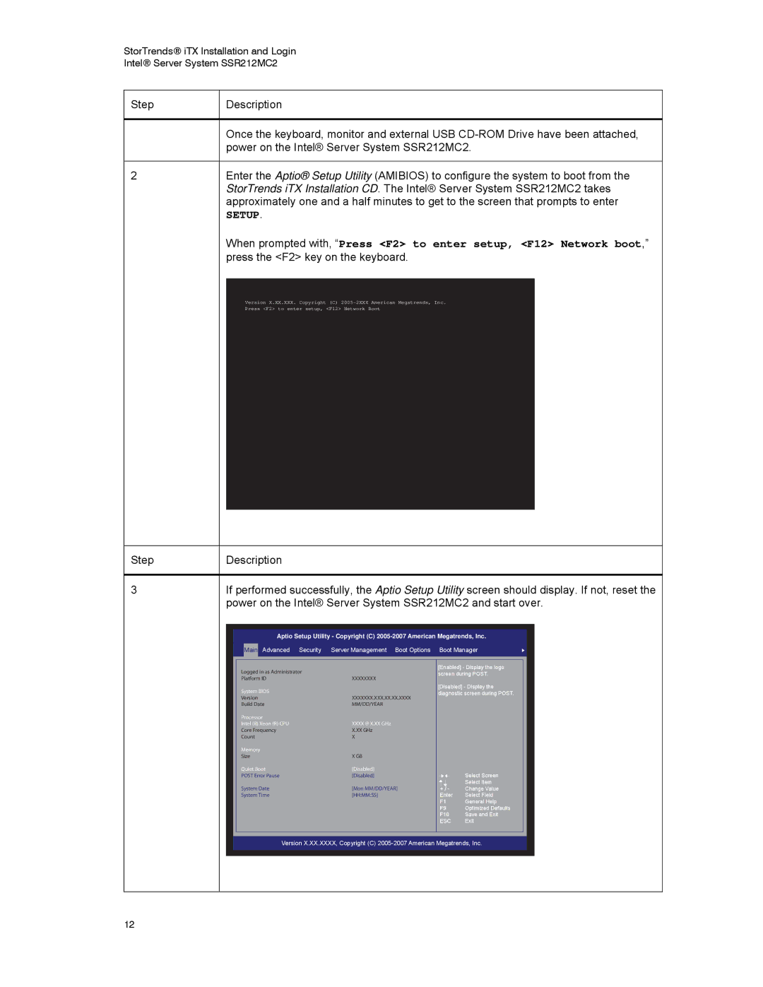 Intel SSR212MC2 manual Setup 