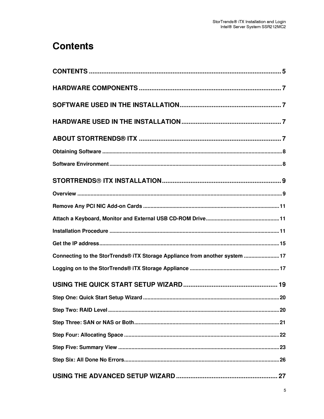 Intel SSR212MC2 manual Contents 