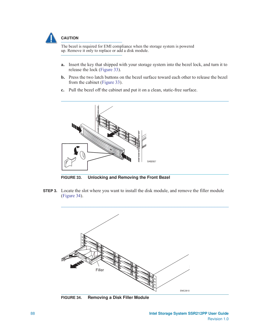 Intel SSR212PP manual Unlocking and Removing the Front Bezel 