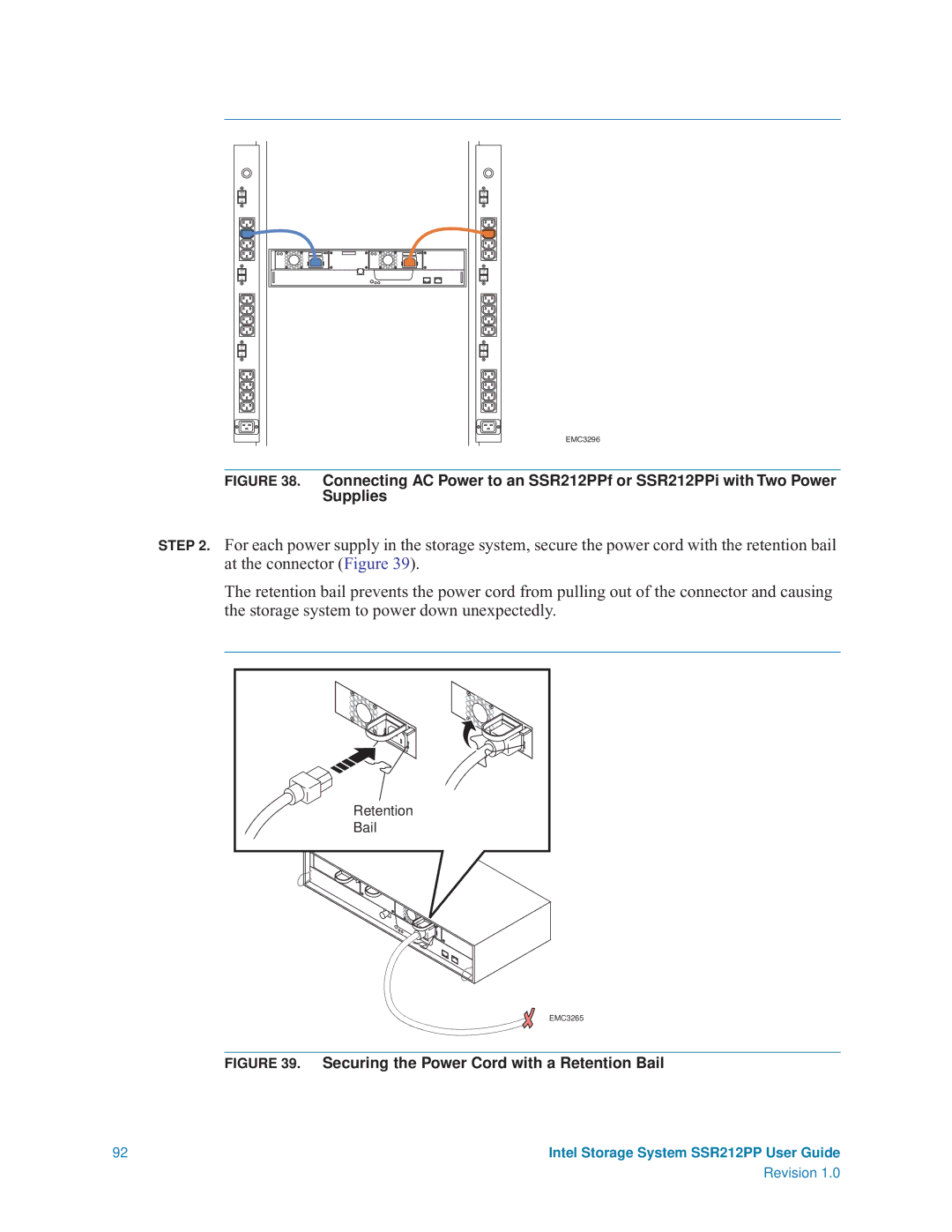 Intel SSR212PP manual Securing the Power Cord with a Retention Bail 