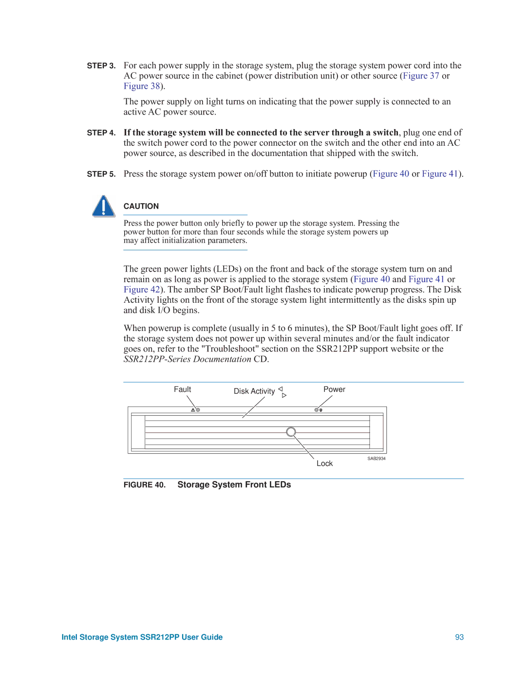 Intel SSR212PP manual Storage System Front LEDs 