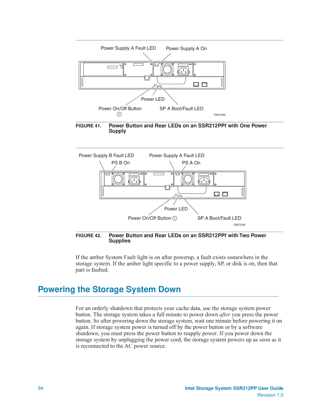 Intel SSR212PP manual Powering the Storage System Down 