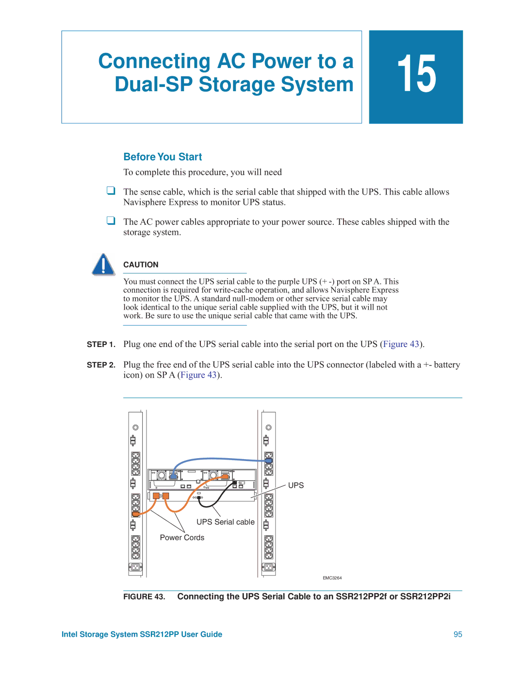 Intel SSR212PP manual Connecting AC Power to a Dual-SP Storage System 