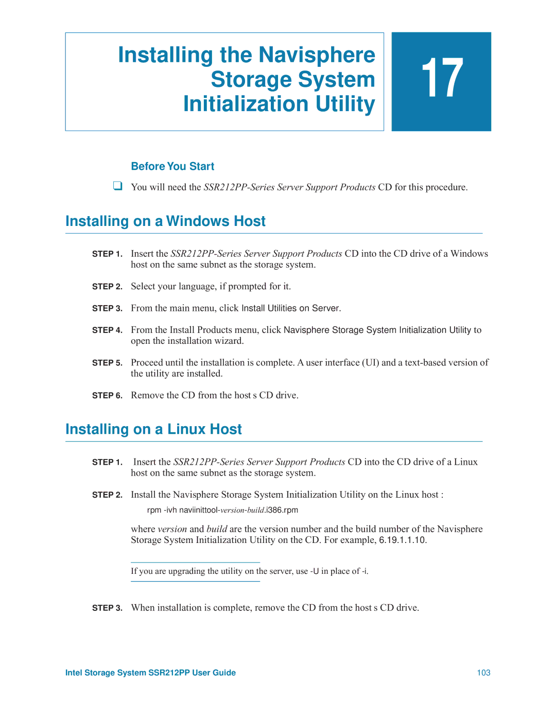 Intel SSR212PP manual Installing on a Windows Host, Installing on a Linux Host 