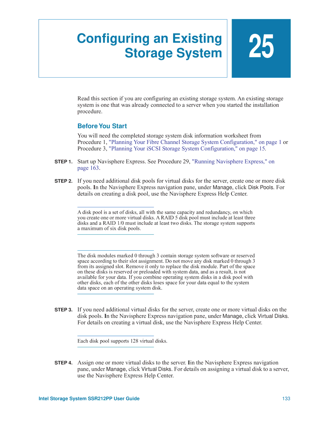 Intel SSR212PP manual Conﬁguring an Existing Storage System, Before You Start 