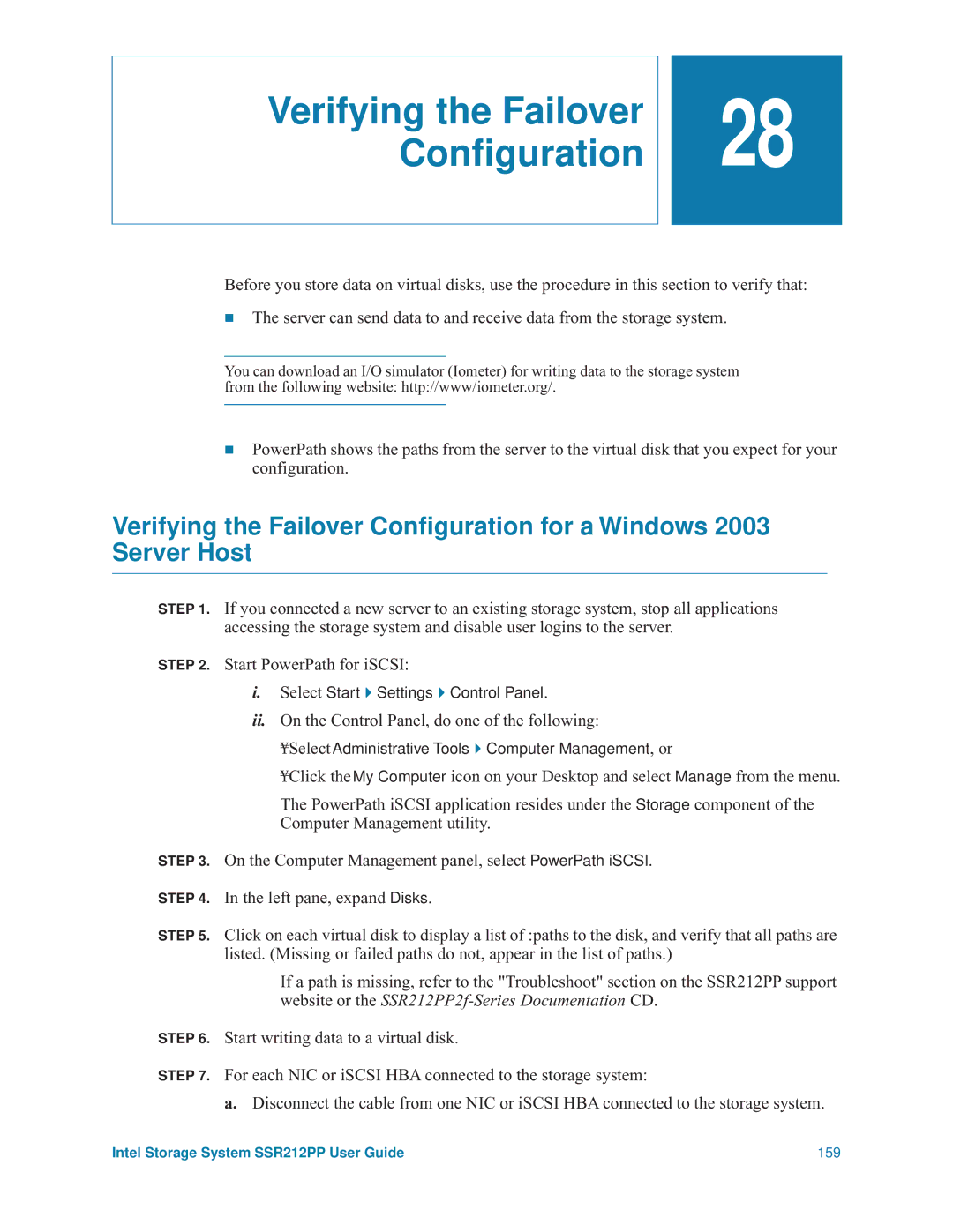 Intel SSR212PP manual Verifying the Failover Conﬁguration 