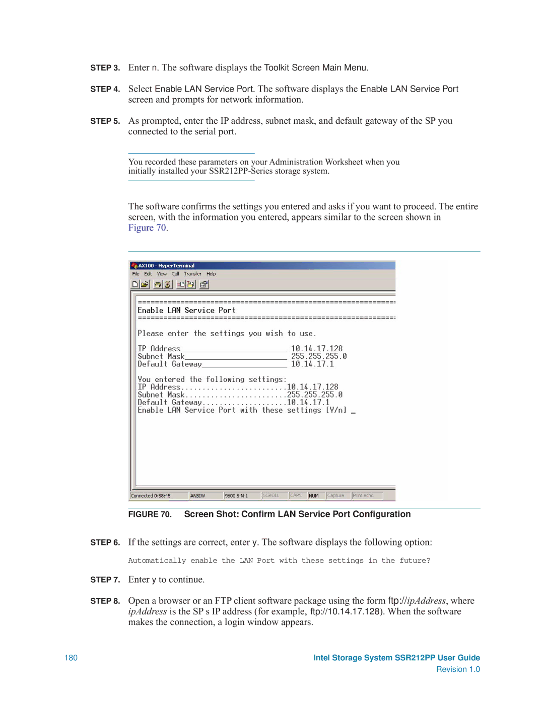 Intel SSR212PP manual Enter n. The software displays the Toolkit Screen Main Menu 