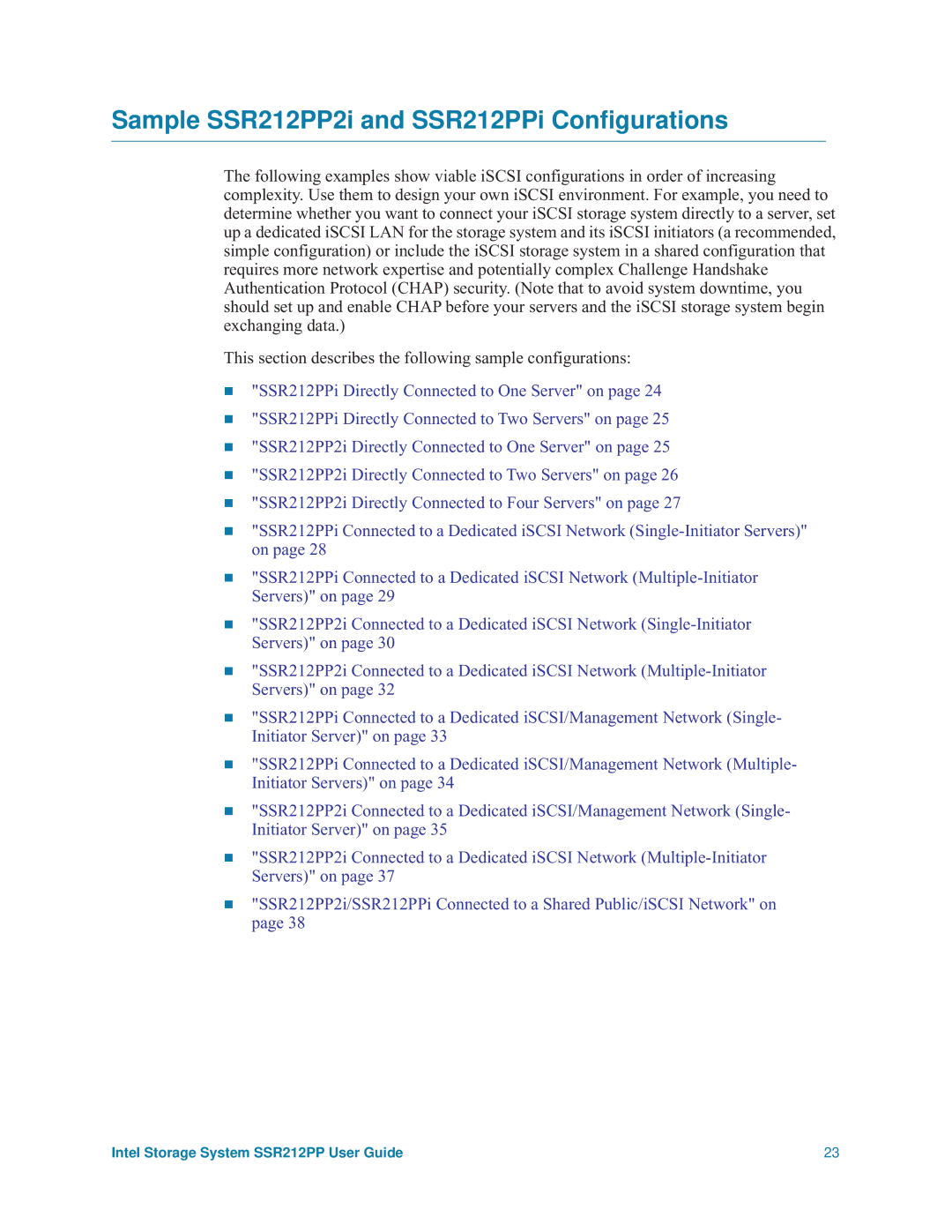 Intel manual Sample SSR212PP2i and SSR212PPi Conﬁgurations 