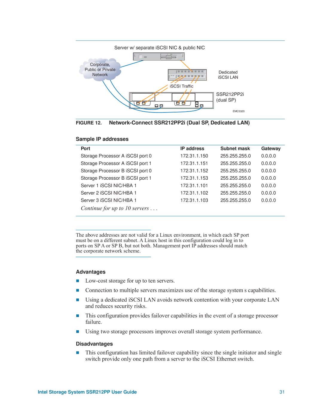 Intel SSR212PP manual Server w/ separate iSCSI NIC & public NIC 